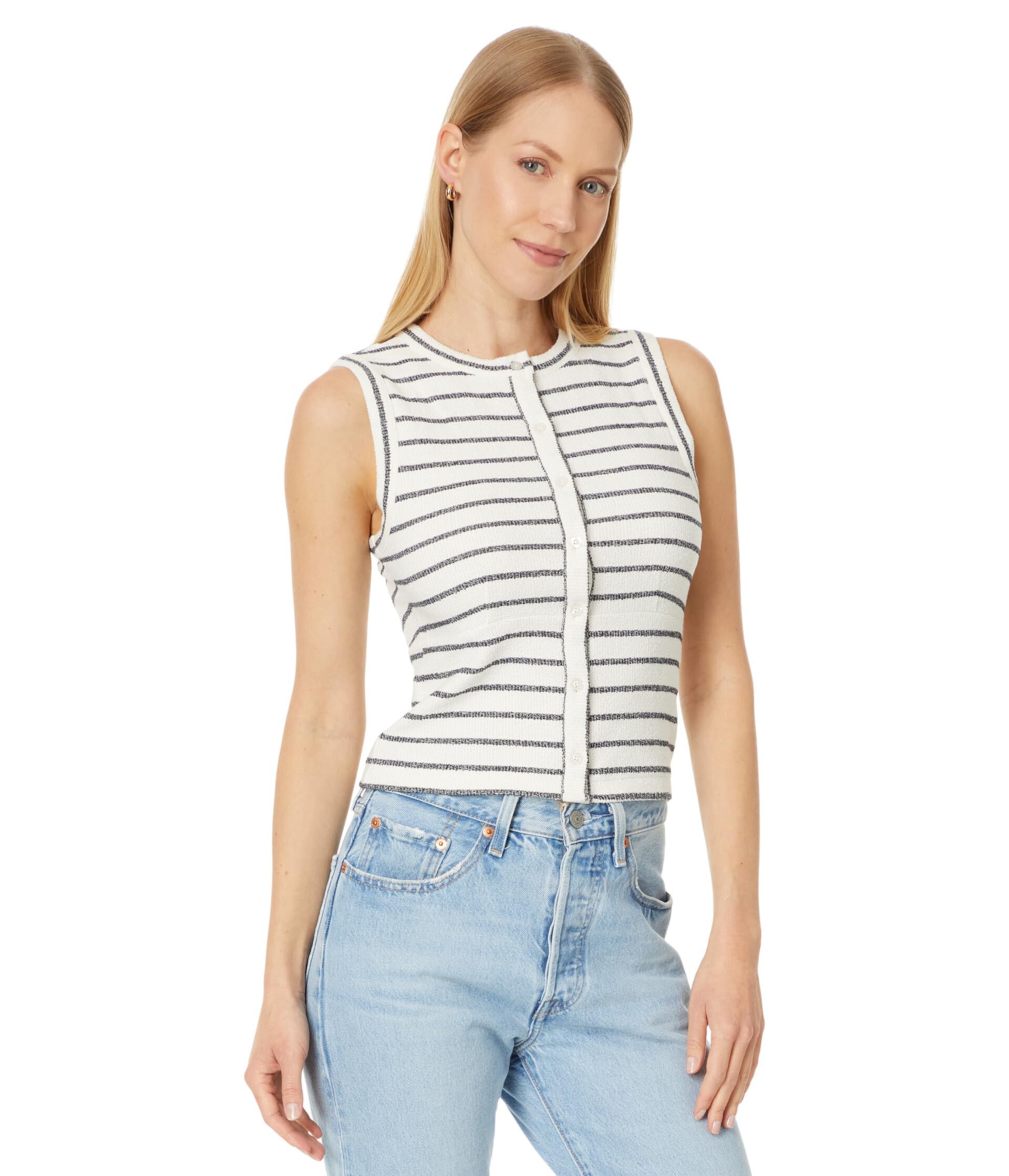 Женская Свитер Madewell Split-Crewneck Cardigan Tank в полоску Madewell