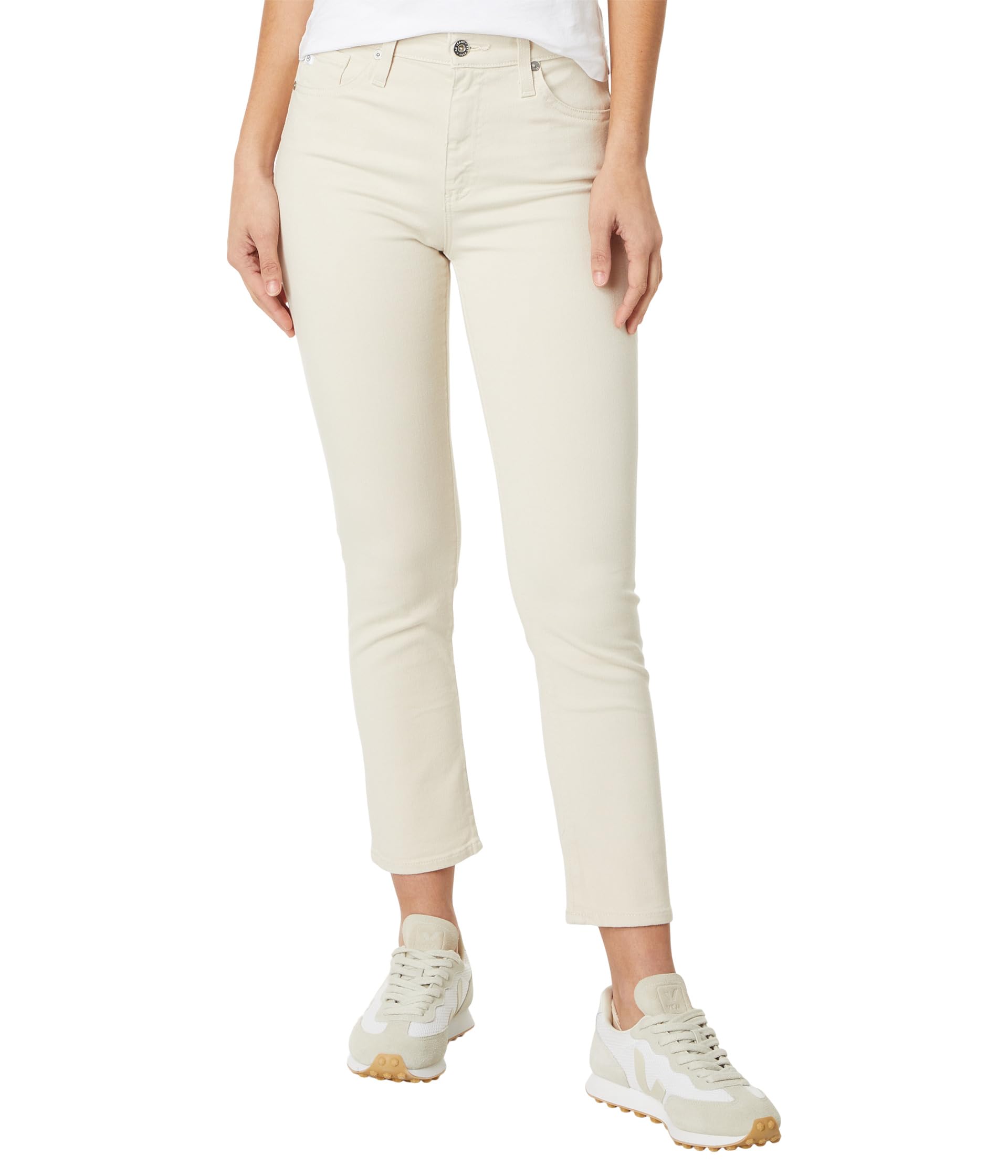 Узкие прямые короткие шорты Mari с высокой посадкой цвета опал AG Jeans