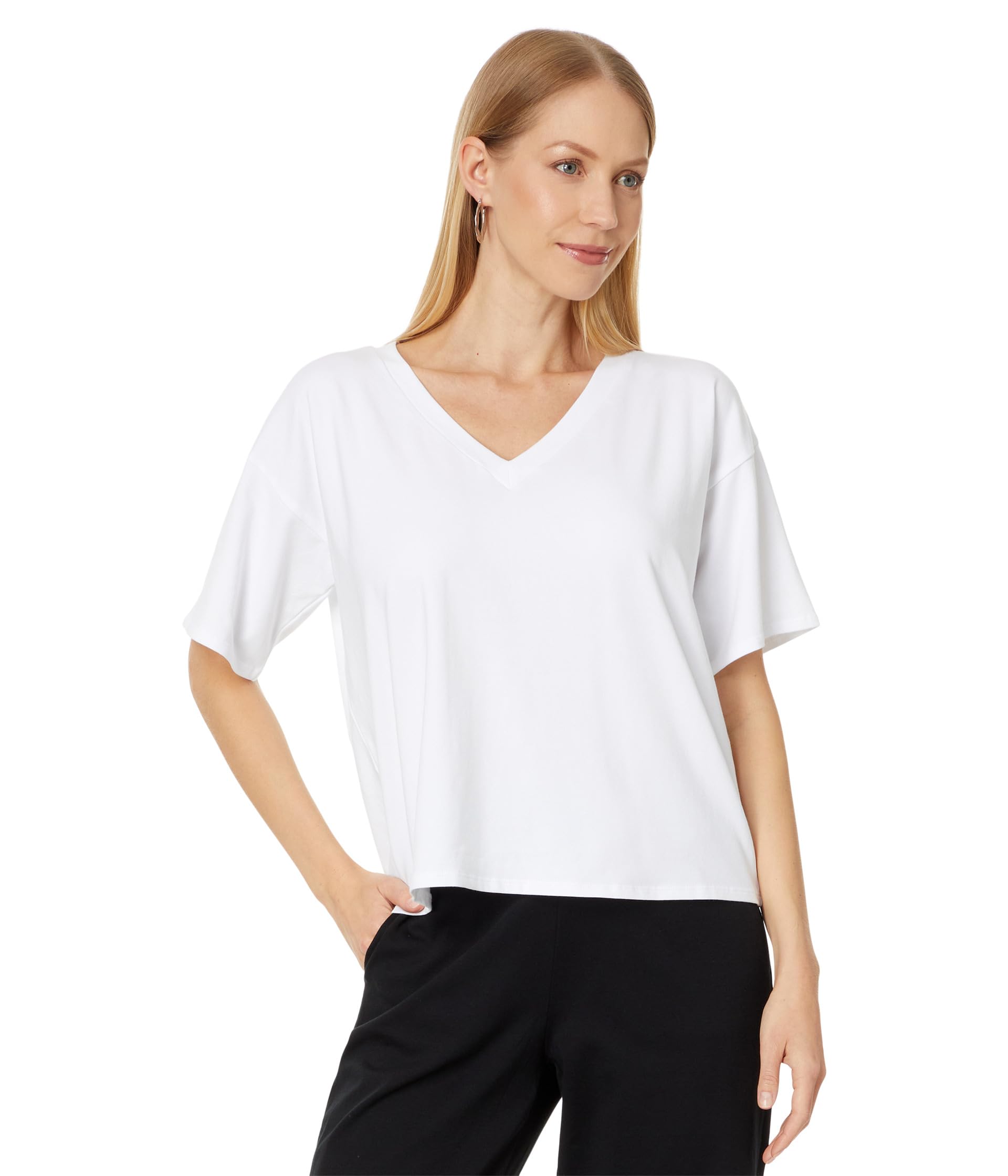 Женская Футболка Eileen Fisher V Neck Boxy Short Sleeve Eileen Fisher