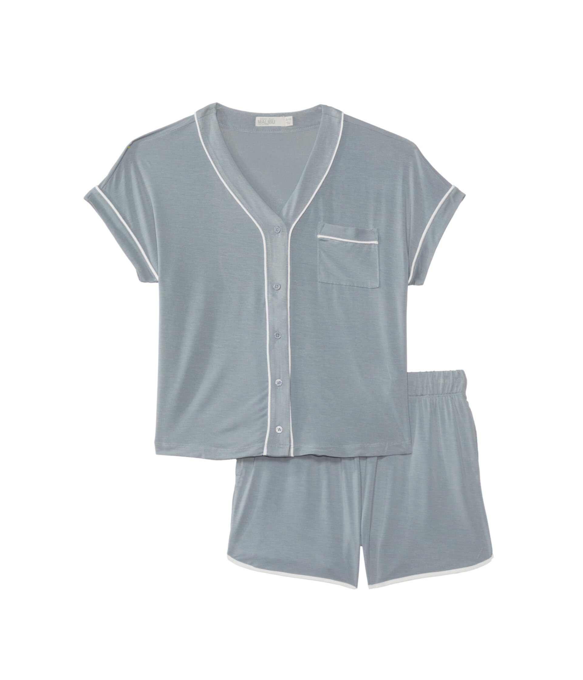 CozyChic® Malibu Collection Youth Soft Jersey Piped Pj Set (Little Kid/Big Kid) Barefoot Dreams Kids