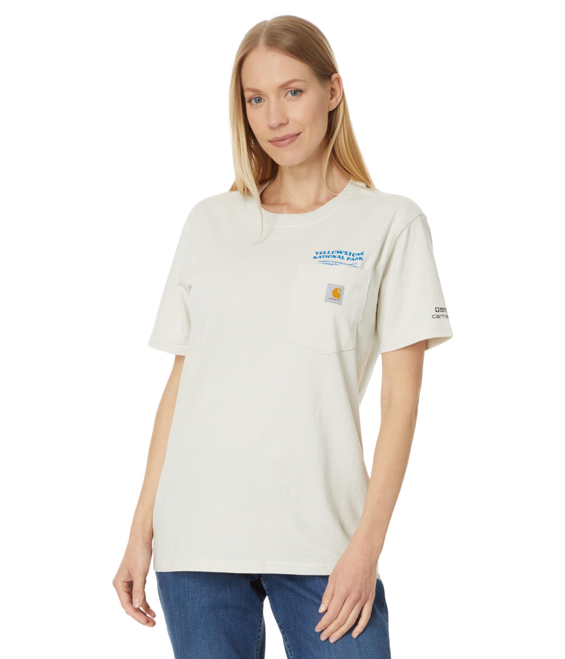 Свободная футболка тяжелого кроя с короткими рукавами и графикой Йеллоустонского национального парка Carhartt