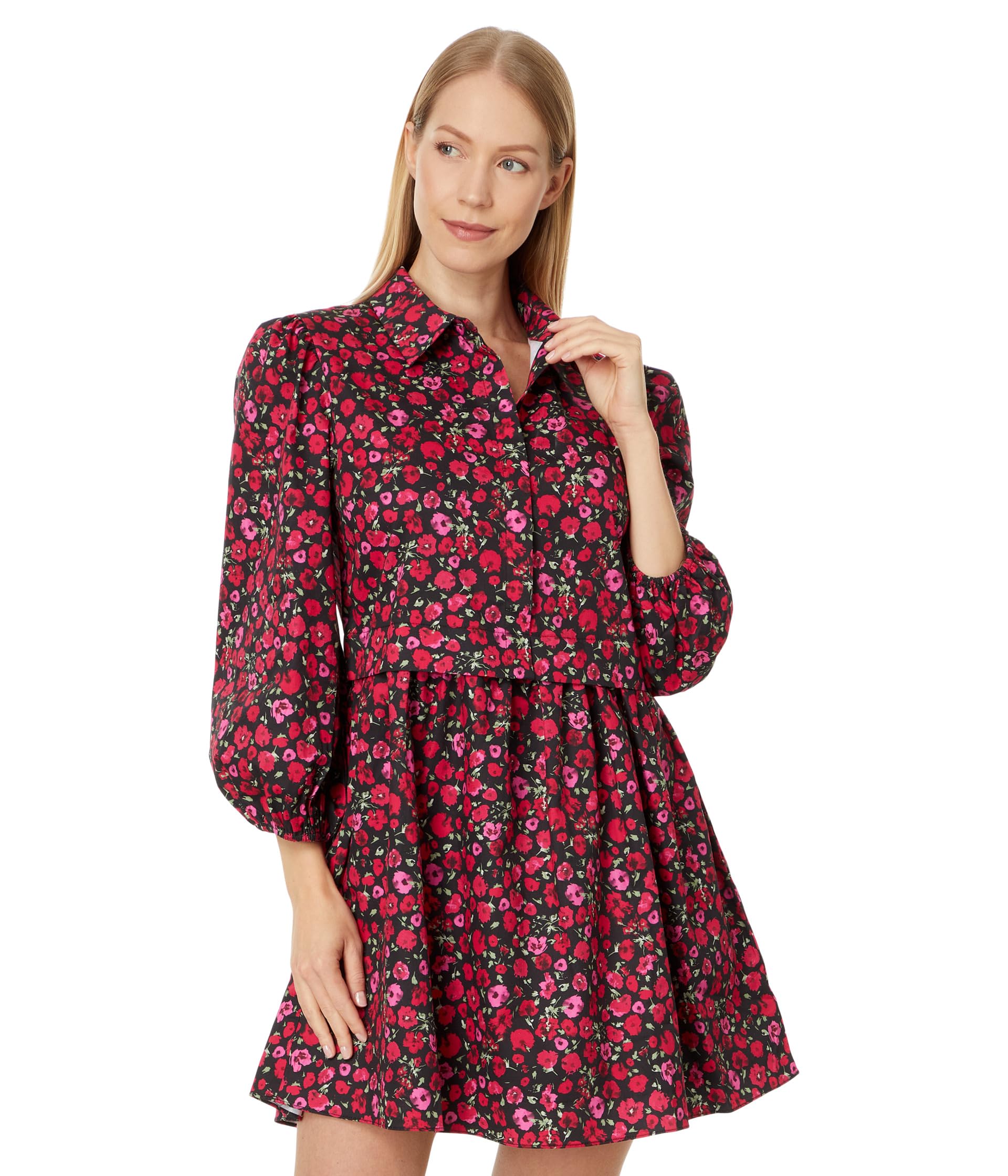 Мини-платье-рубашка с цветочным принтом English Factory