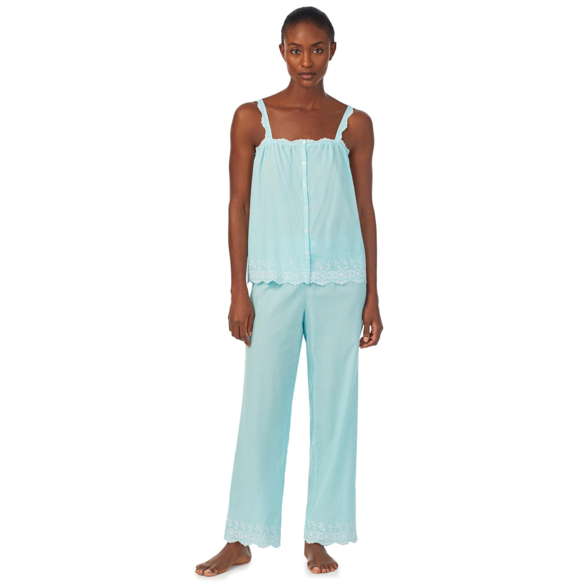 Eyelet Trimmed Ankle Pants PJ Set LAUREN Ralph Lauren