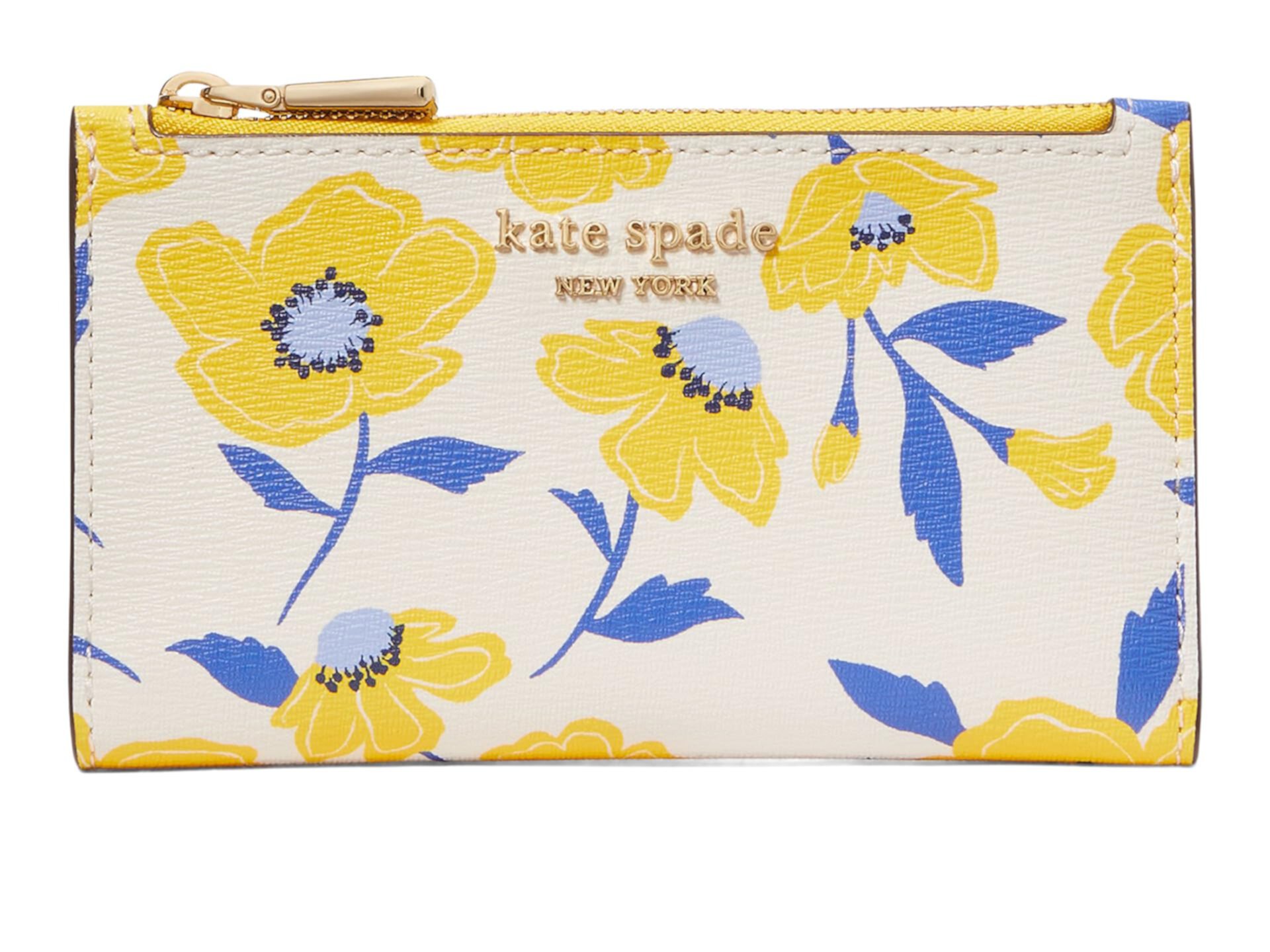 Маленький тонкий кошелек двойного сложения Morgan Sunshine из ПВХ с цветочным принтом Kate Spade New York