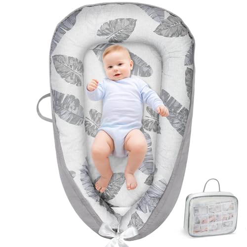 URMYWO Baby Lounger - Baby Lounger for Newborn, Breathable & Soft Baby Nest Cover Co Sleeper for Baby 0-24 Months, Babies Essentials Gifts, Portable Infant Lounger Baby Floor Seat for Home and Travel URMYWO