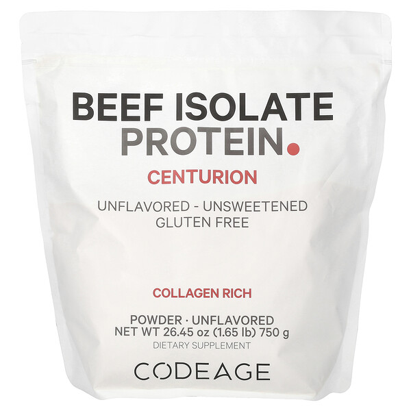 Протеиновый порошок из говяжьего изолята, без вкуса, 750 г (1,65 фунта) Codeage