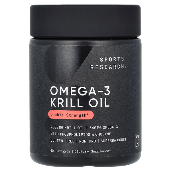 Omega-3 Krill Oil, Double Strength, 60 Softgels Sports Research