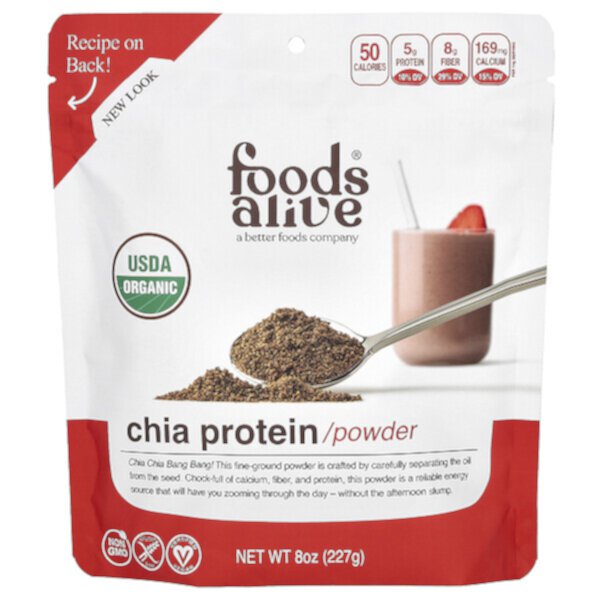 Organic Chia Protein Powder (Порошок), 8 oz (Унции) (227 g) Foods Alive