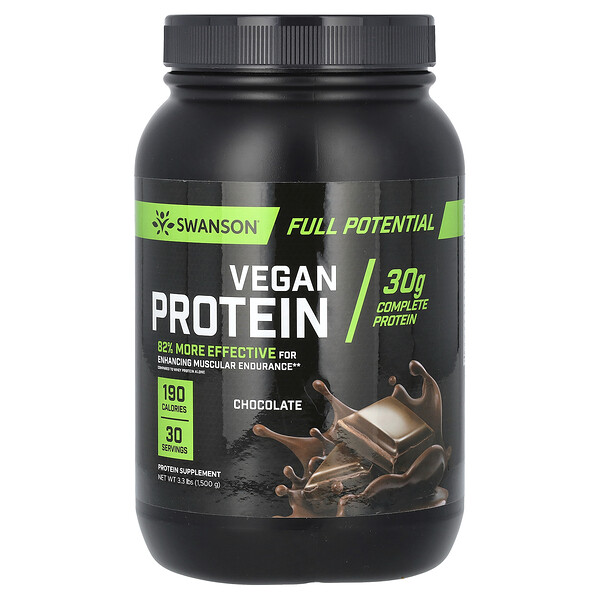 Веганский протеин, шоколад, 3,3 фунта (1500 г) Swanson