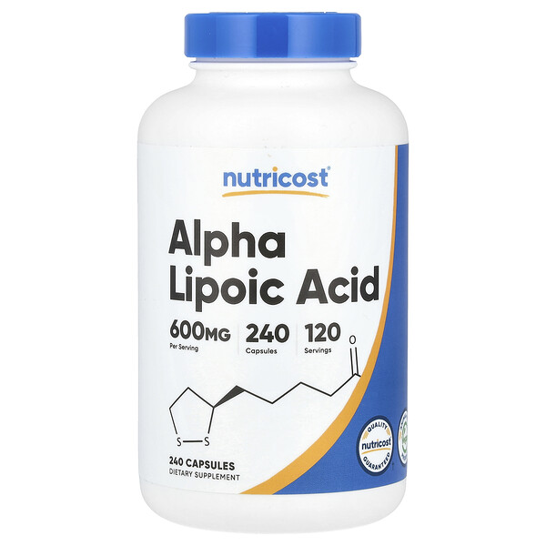 Альфа-липоевая кислота, 600 мг, 240 капсул (300 мг на капсулу) Nutricost