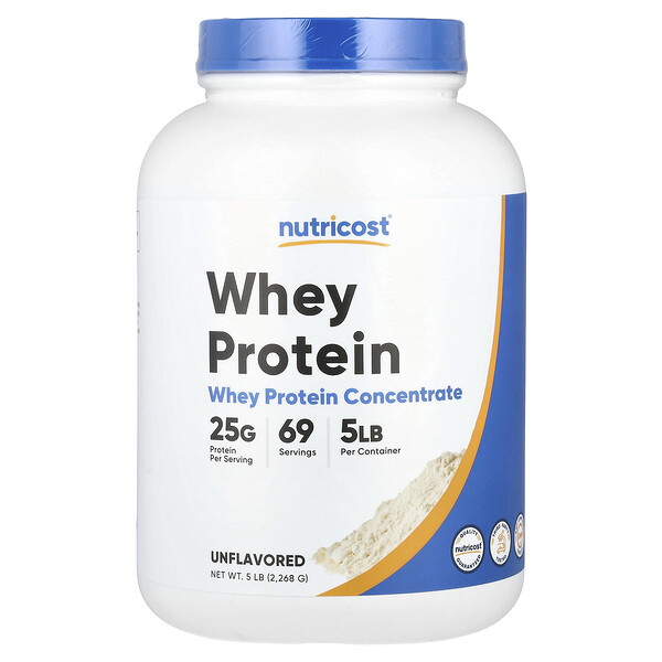 Концентрат сывороточного протеина, без вкуса, 5 фунтов (2268 г) Nutricost