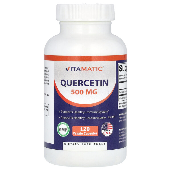 Кверцетин, 500 мг, 120 растительных капсул Vitamatic
