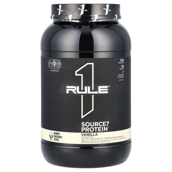 Смесь для приготовления протеинового порошка Source7, ваниль, 897 г (1,98 фунта) Rule One Proteins