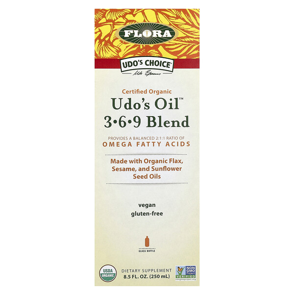 Udo's Choice, Органическая смесь масел Udo's Oil 3·6·9, 8,5 жидких унций (250 мл) Flora