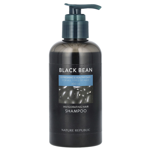 Black Bean, Бодрящий шампунь для волос, для всех типов волос, 10,14 жидких унций (300 мл) Nature Republic