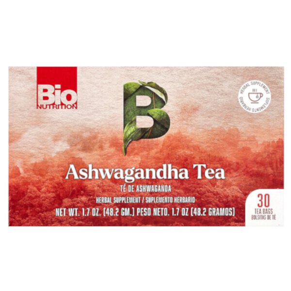 Чай Ашваганда, без кофеина, 30 чайных пакетиков, 1,7 унции (48,2 г) Bio Nutrition