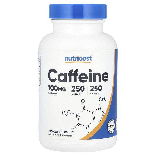 Caffeine, 100 mg, 250 Capsules (Капсулы) Nutricost