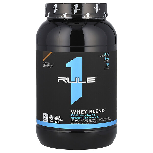 Whey Blend, Протеиновая порошковая смесь для питья, шоколадно-арахисовое масло, 1,96 фунта (888 г) Rule One Proteins