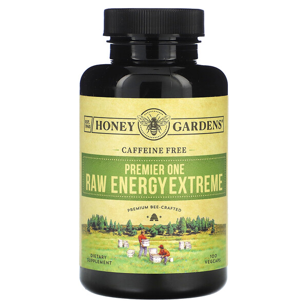 Premier One, Raw Energy Extreme, без кофеина, 100 растительных капсул Honey Gardens