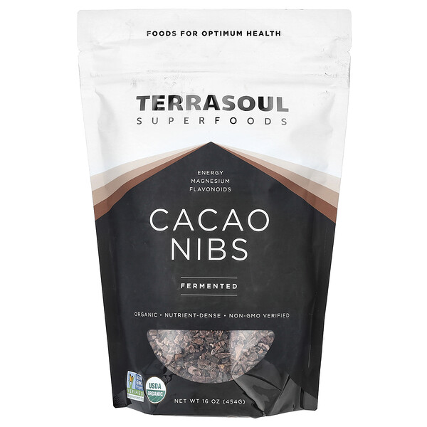 Какао-бобы, ферментированные, 16 унций (454 г) Terrasoul Superfoods