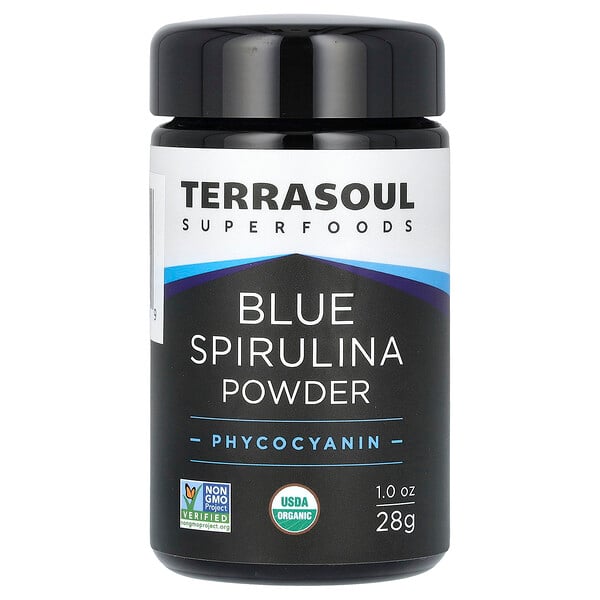 Синий порошок спирулины, фикоцианин, 1 унция (28 г) Terrasoul Superfoods