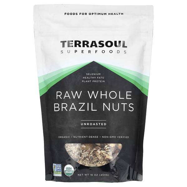Сырые цельные бразильские орехи, необжаренные, 16 унций (454 г) Terrasoul Superfoods