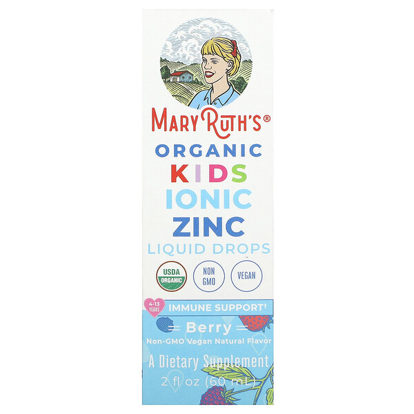 Organic Kids Ionic Zinc Liquid Drops, 4-13 Years, Berry, 2 fl oz (60 ml) MaryRuth's