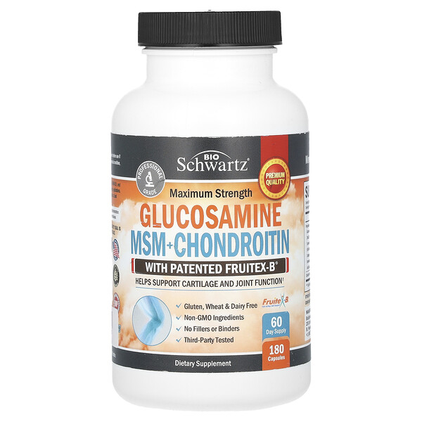 Maximum Strength Glucosamine MSM + Chondroitin, 180 Capsules (Капсулы) BioSchwartz