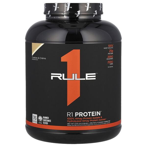 Смесь для приготовления протеинового порошка R1, печенье и крем, 5,03 фунта (2,28 кг) Rule One Proteins