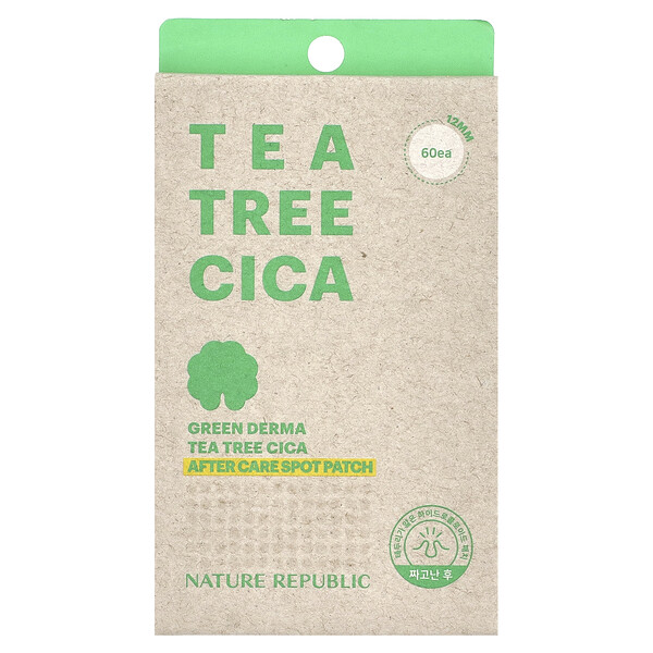 Green Derma Tea Tree Cica, патчи после ухода за пятнами, 60 шт. Nature Republic