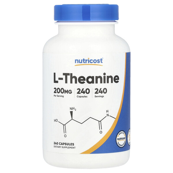 L-Theanine, 200 mg, 240 Capsules (Капсулы) Nutricost