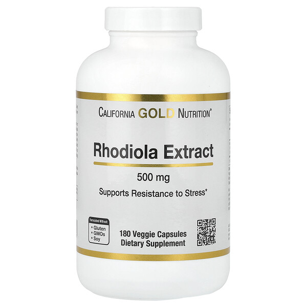 Экстракт родиолы, 500 мг, 180 растительных капсул California Gold Nutrition