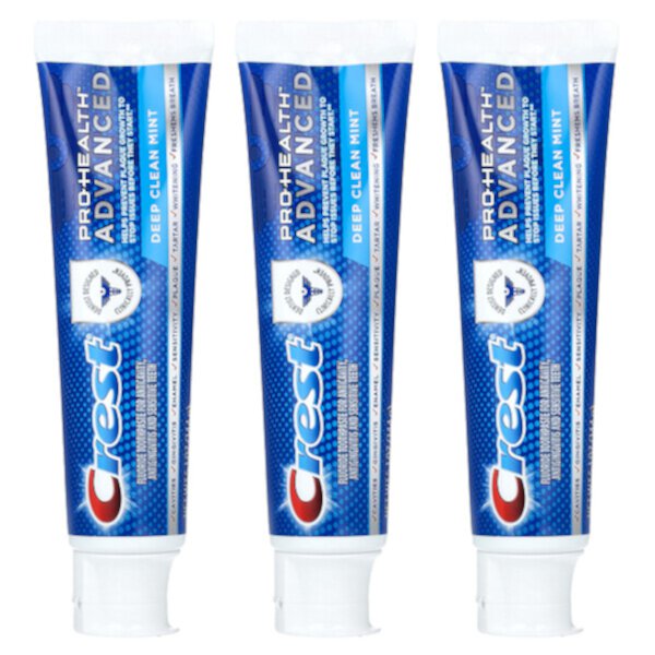 Pro-Health Advanced, Зубная паста с фтором, Deep Clean Mint, 3 упаковки по 5,1 унции (144 г) каждая Crest