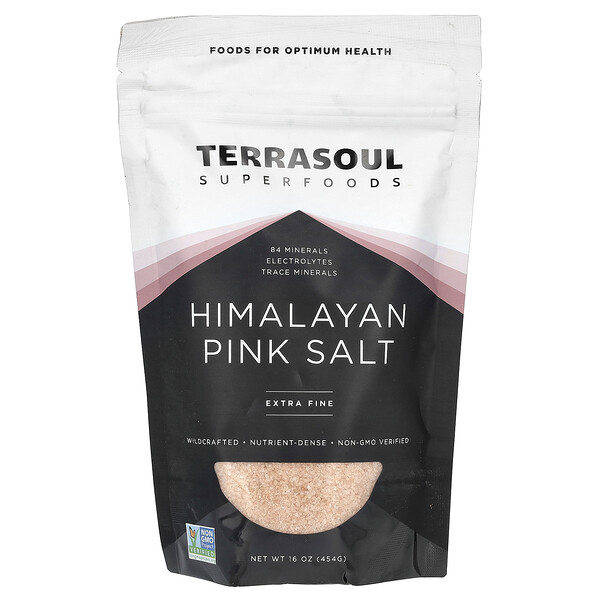 Гималайская розовая соль, очень мелкая, 16 унций (454 г) Terrasoul Superfoods