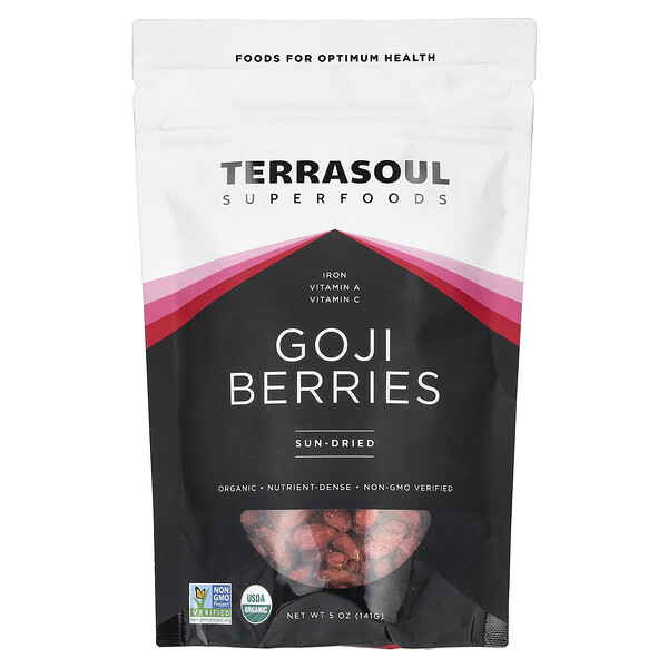 Goji Berries, Sun Dried, 5 oz (141 g) Terrasoul Superfoods