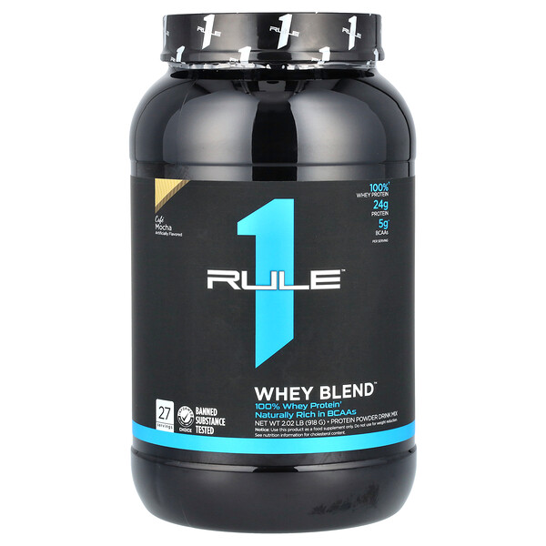 Whey Blend, Протеиновая порошковая смесь для питья, Cafe Mocha, 2,02 фунта (918 г) Rule One Proteins