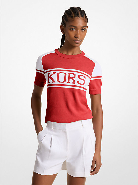 K O R S Cotton Blend Short-Sleeve Sweater Michael Kors