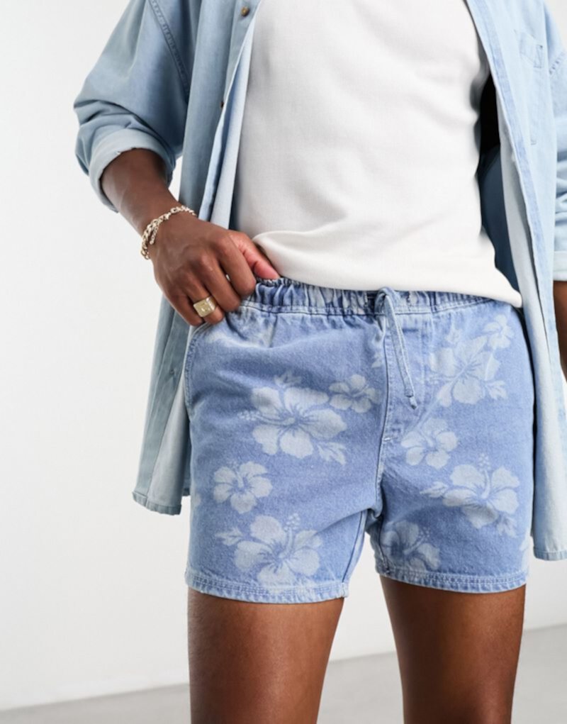Укороченные джинсовые шорты с цветочным принтом ASOS DESIGN ASOS DESIGN
