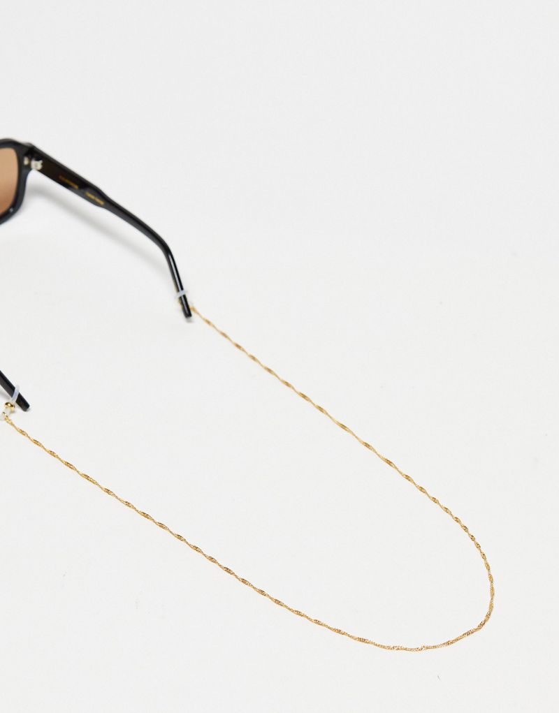 ASOS DESIGN 14k gold plated sunglasses chain with twist rope design ASOS DESIGN