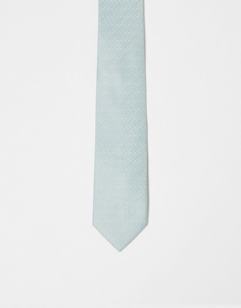 Узкий галстук серо-зеленого цвета с греческой волной ASOS DESIGN ASOS DESIGN