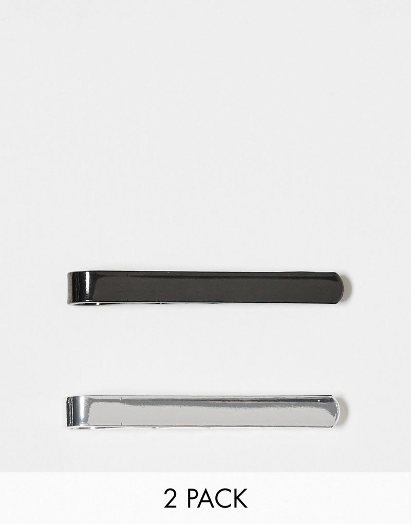 Набор из двух галстуков ASOS DESIGN серебристо-металлического цвета ASOS DESIGN