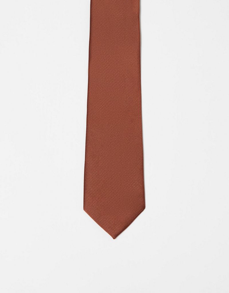 Коричневый тонкий галстук ASOS DESIGN ASOS DESIGN