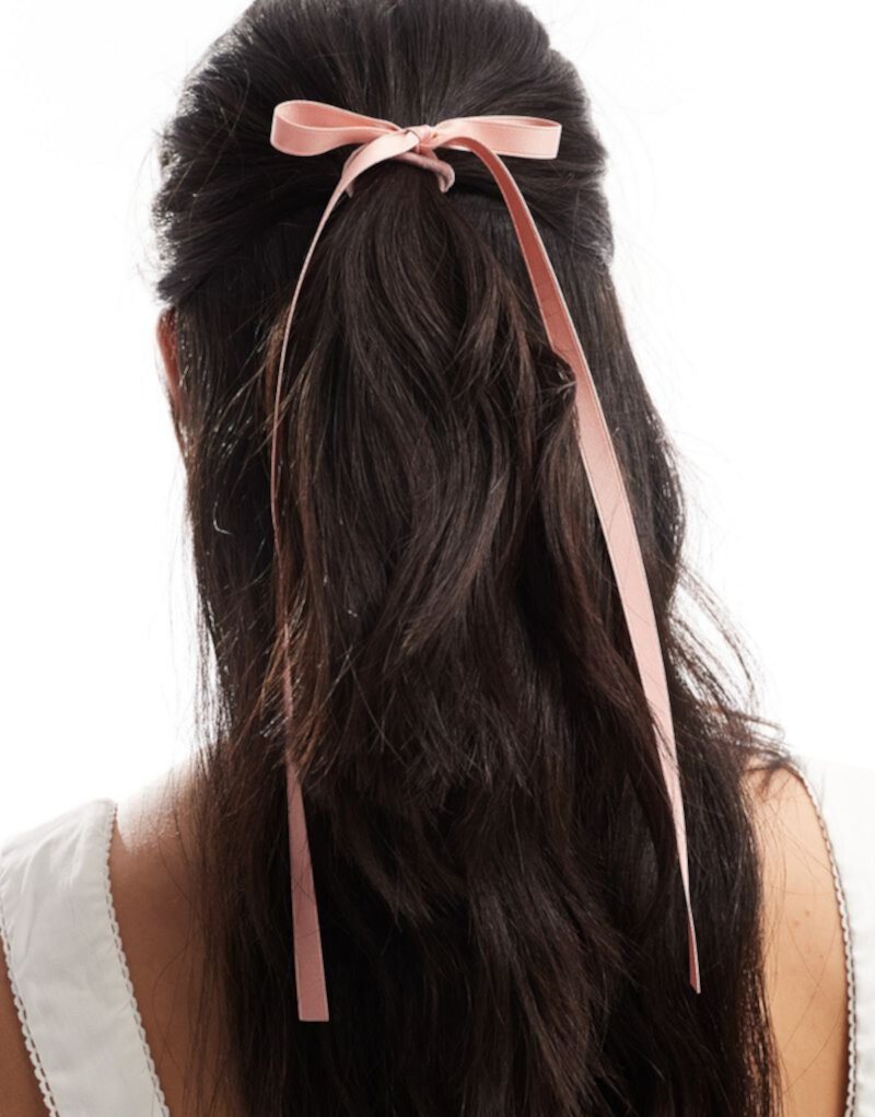 Светло-розовый ободок для волос с тонким бантом ASOS DESIGN ASOS DESIGN