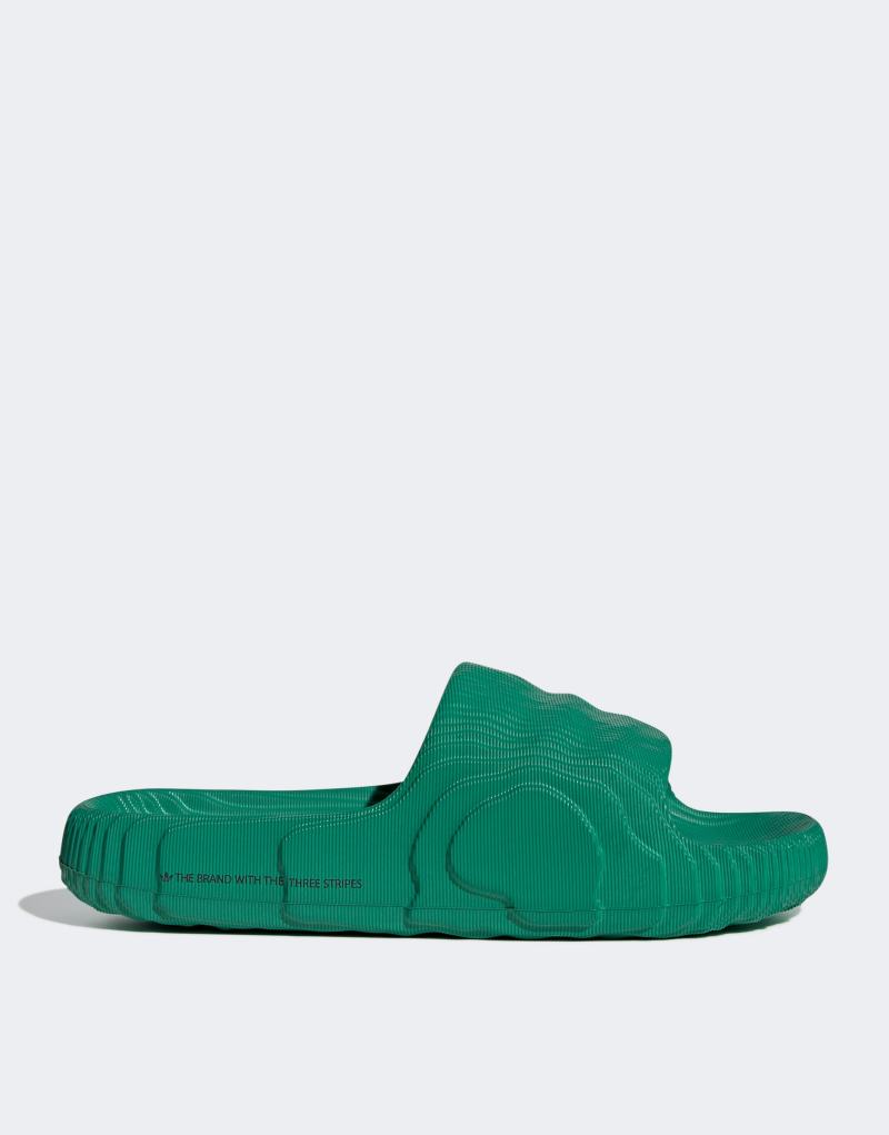 Шлепанцы adidas Originals Adilette зелёного цвета с широким ремешком Adidas