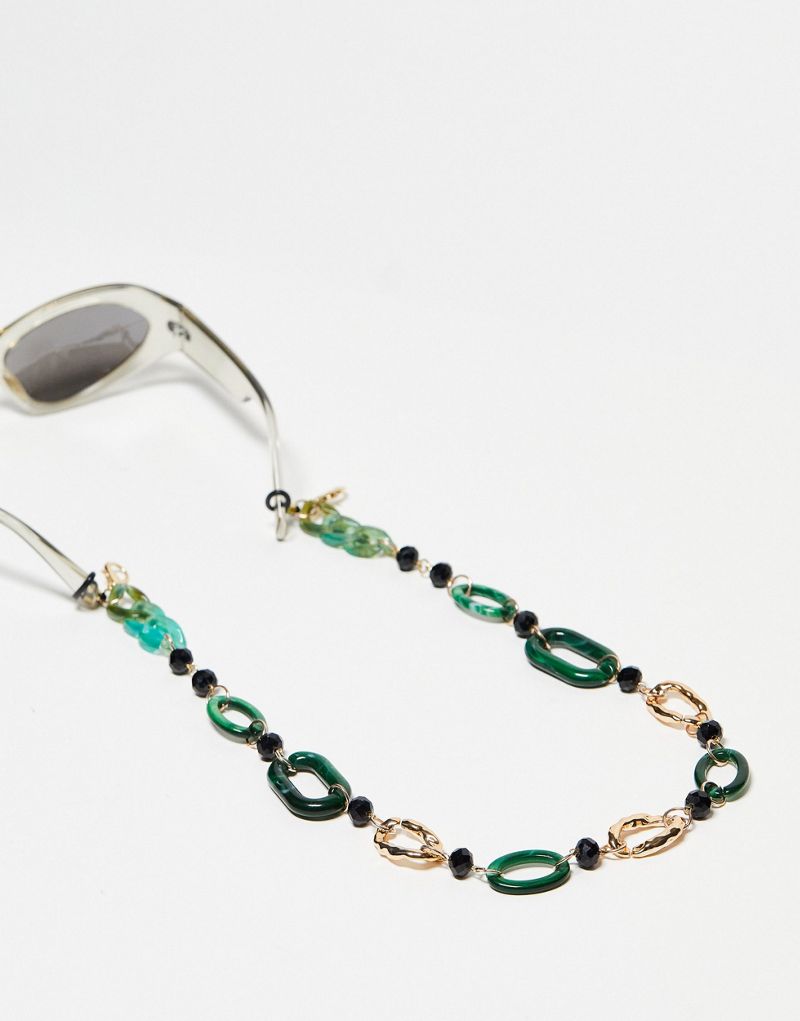 Jeepers Peepers chunky sunglasses chain in green Jeepers Peepers