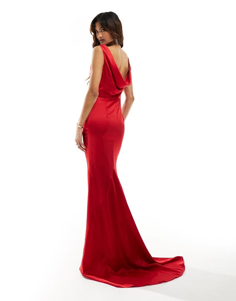 Красное платье макси с открытой спиной и рыбьим хвостом Jarlo Jarlo
