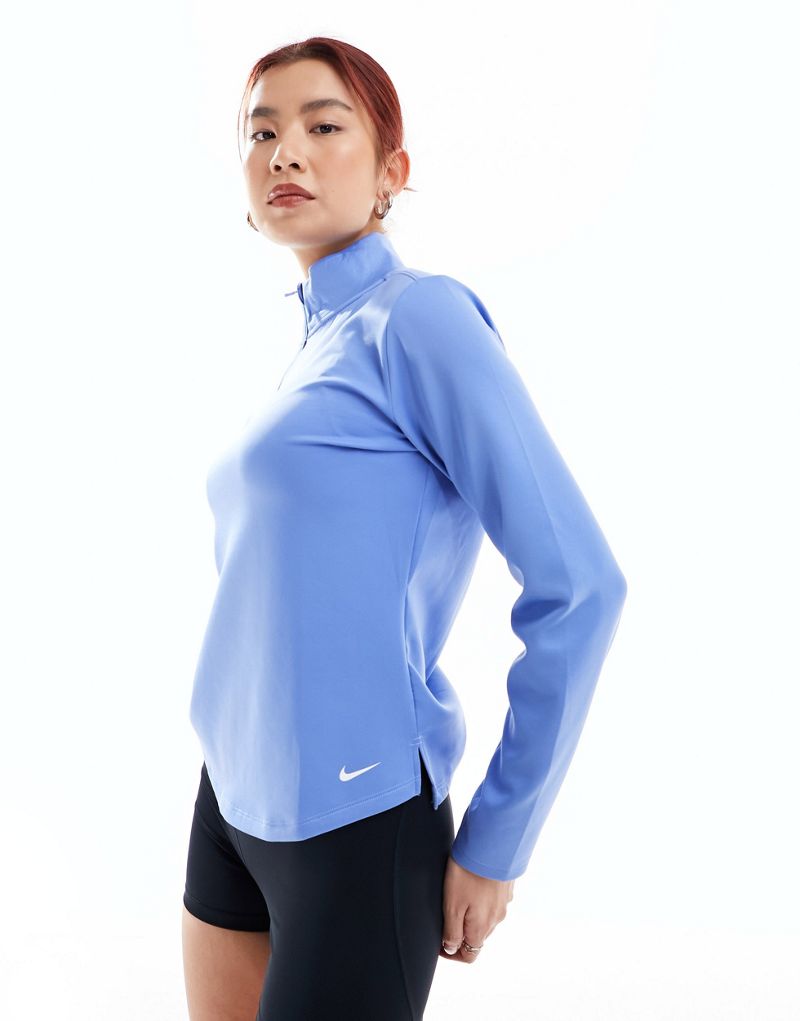 Синяя футболка с полумолнией Nike Training One Therma-Fit Nike