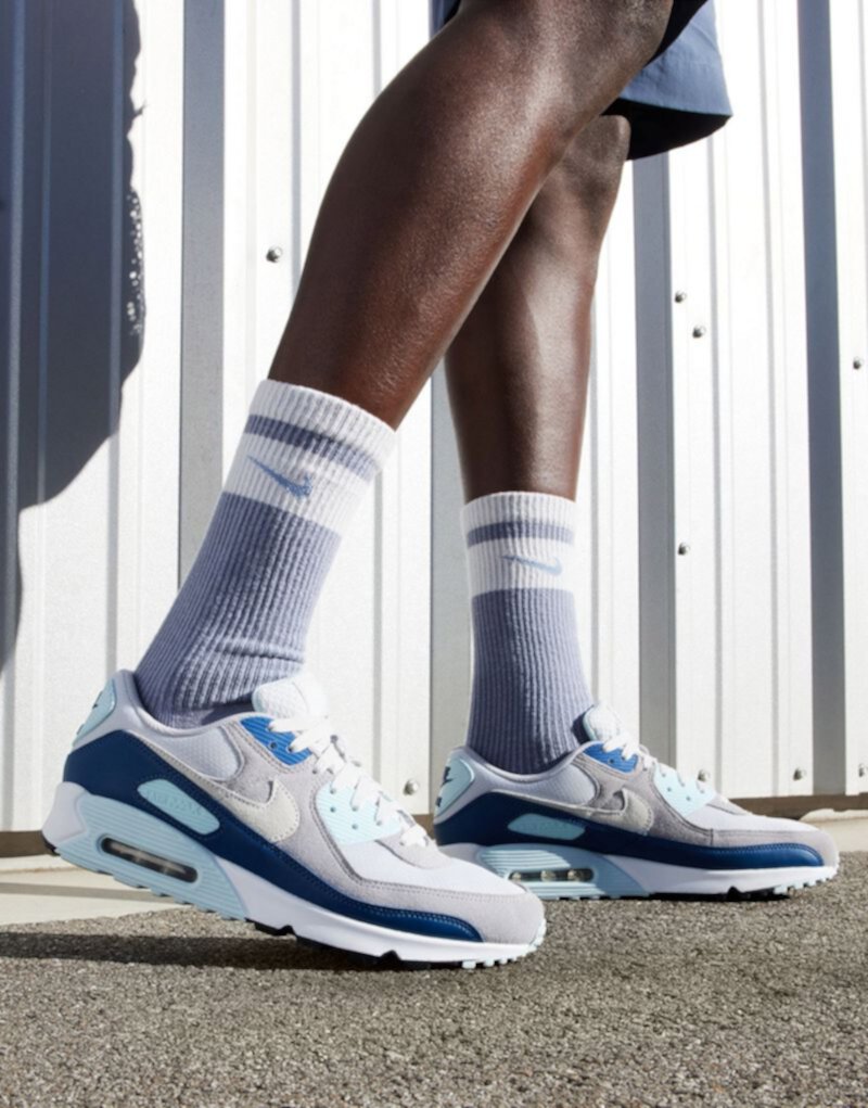 Кроссовки Nike Air Max 90 серого и синего цвета Nike