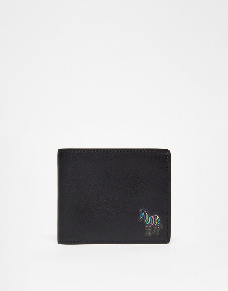 Черный кожаный кошелек с логотипом под зебру PS Paul Smith PS Paul Smith