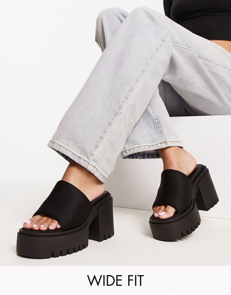 Черные туфли-лодочки широкого кроя на массивном каблуке Public Desire Sabeena Public Desire